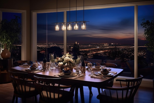 professional catalog image with full dining room table Cinematic Editorial Photography