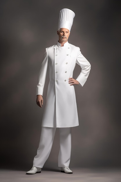 写真 白い制服を着たプロのシェフ