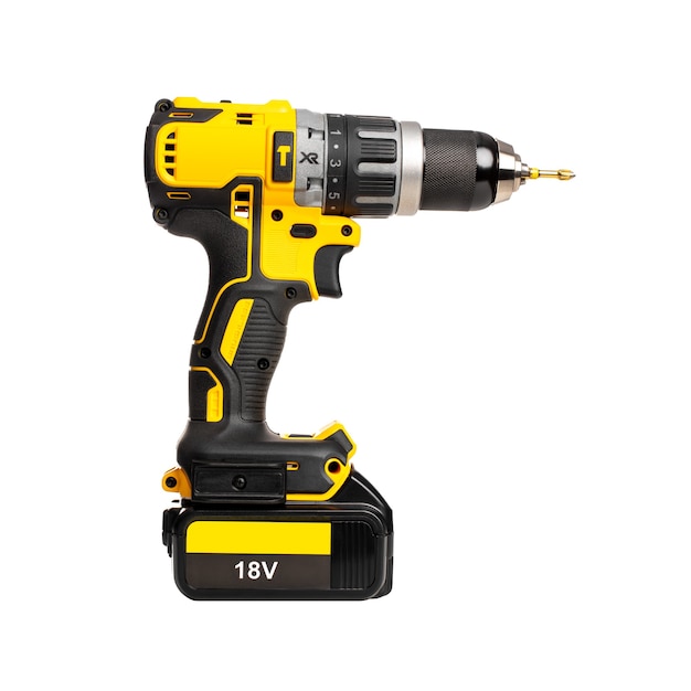 Professional cordless hammer drill on white space