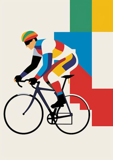 Foto stampa in stile matisse minimal per ciclisti professionisti