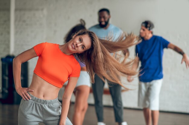 professional dancers rehearsing together