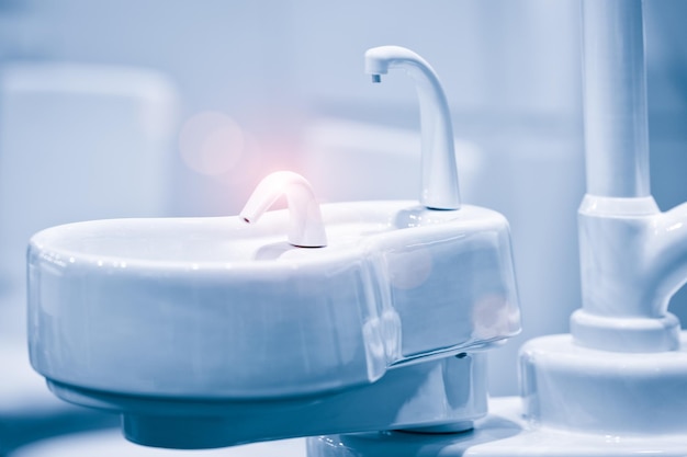 Professional dental rinsing sink in a dentist