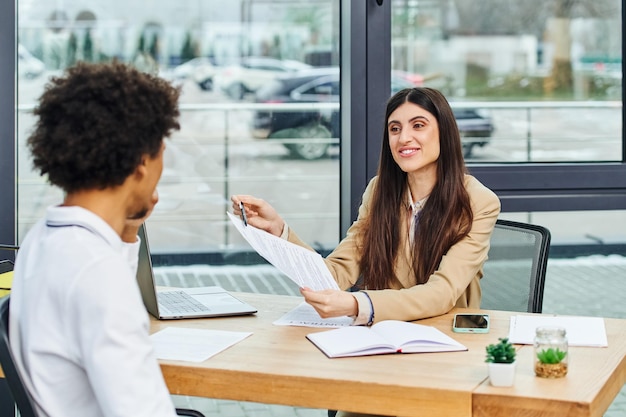 professional discussion in modern office