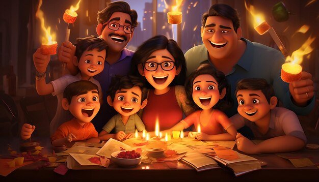 A professional diwali pixar poster to be sent out to colleagues