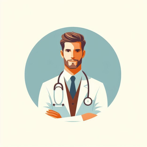 Photo professional doctor vector model in the circle