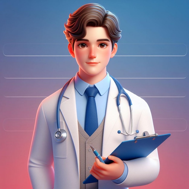 Professional Doctor with Clipboard and Stethoscope