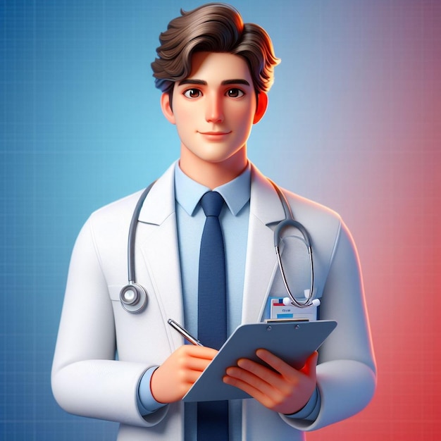 Professional Doctor with Clipboard and Stethoscope