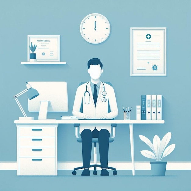 Professional Doctors Office Scene Medical Vector Illustration for Banner Flyer Poster