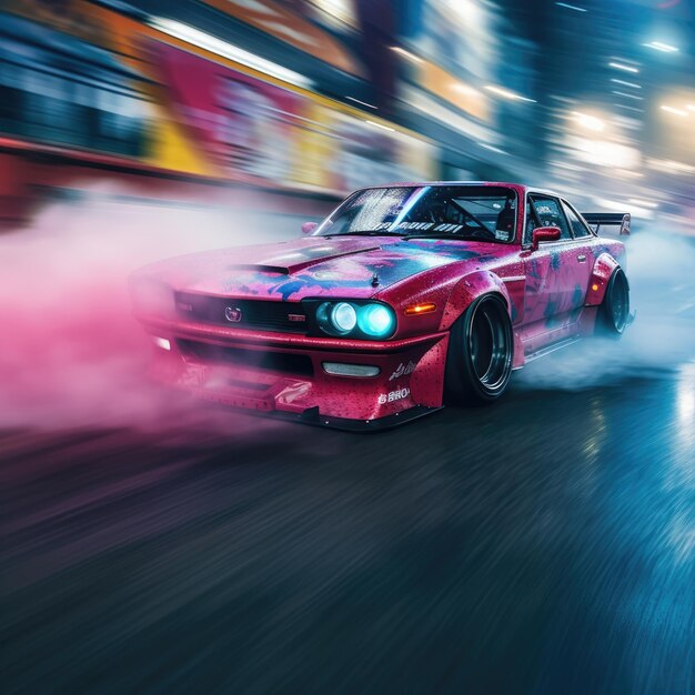 Premium AI Image  Drift racing japan tuning cars smoke speed drone photo  tokio wallpaper photo