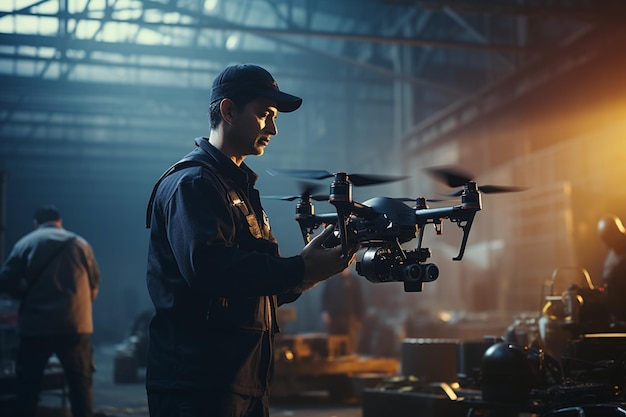 A professional drone pilot operating a hightech dr 00279 00