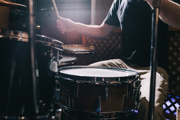 Professional drum set closeup
