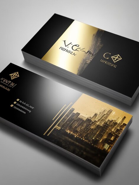 Modello di biglietto da visita moderno in carta d'oro elegante e professionale