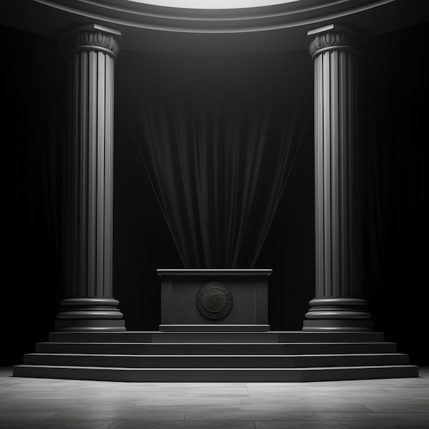 A professional and elegant monochrome podium render