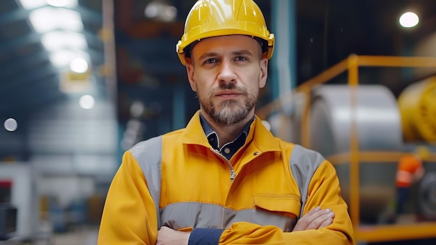 Professional engineer worker wearing uniform in a factory