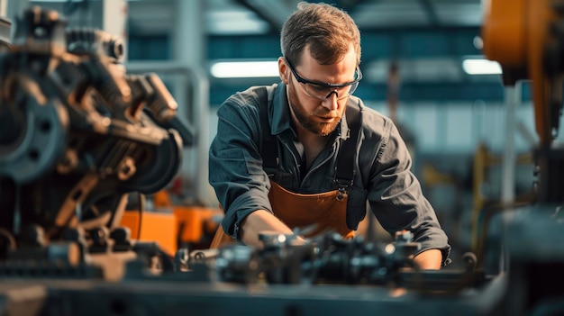 A professional engineer working in the workshop