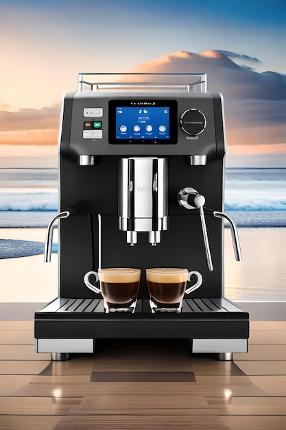 Professional espresso machine coffee machine on backgroundcoffee maker