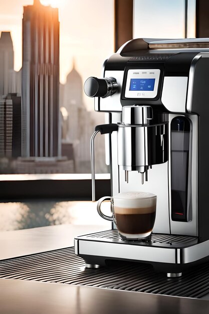 写真 背景にプロのエスプレッソ マシン コーヒー マシンコーヒー メーカー