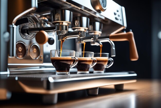 Foto macchina per caffè espresso professionale, composizione perfetta altamente dettagliata