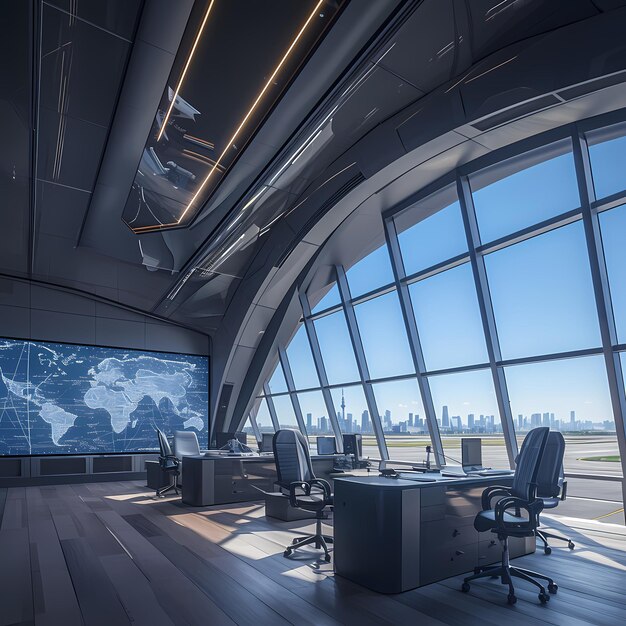 Professional Exec Office with Flight Path View