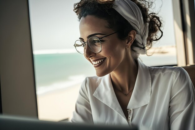 Professional female Consultant Analyzing Data in His Office Generative AI illustration