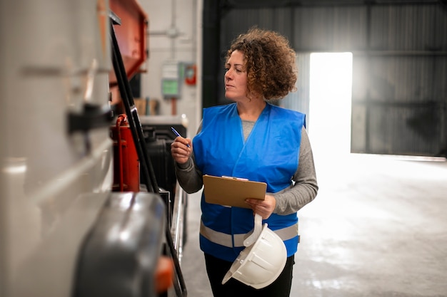 Photo professional female driver operating vehicle