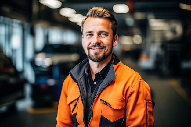 Professional female mechanic in an auto repair shop