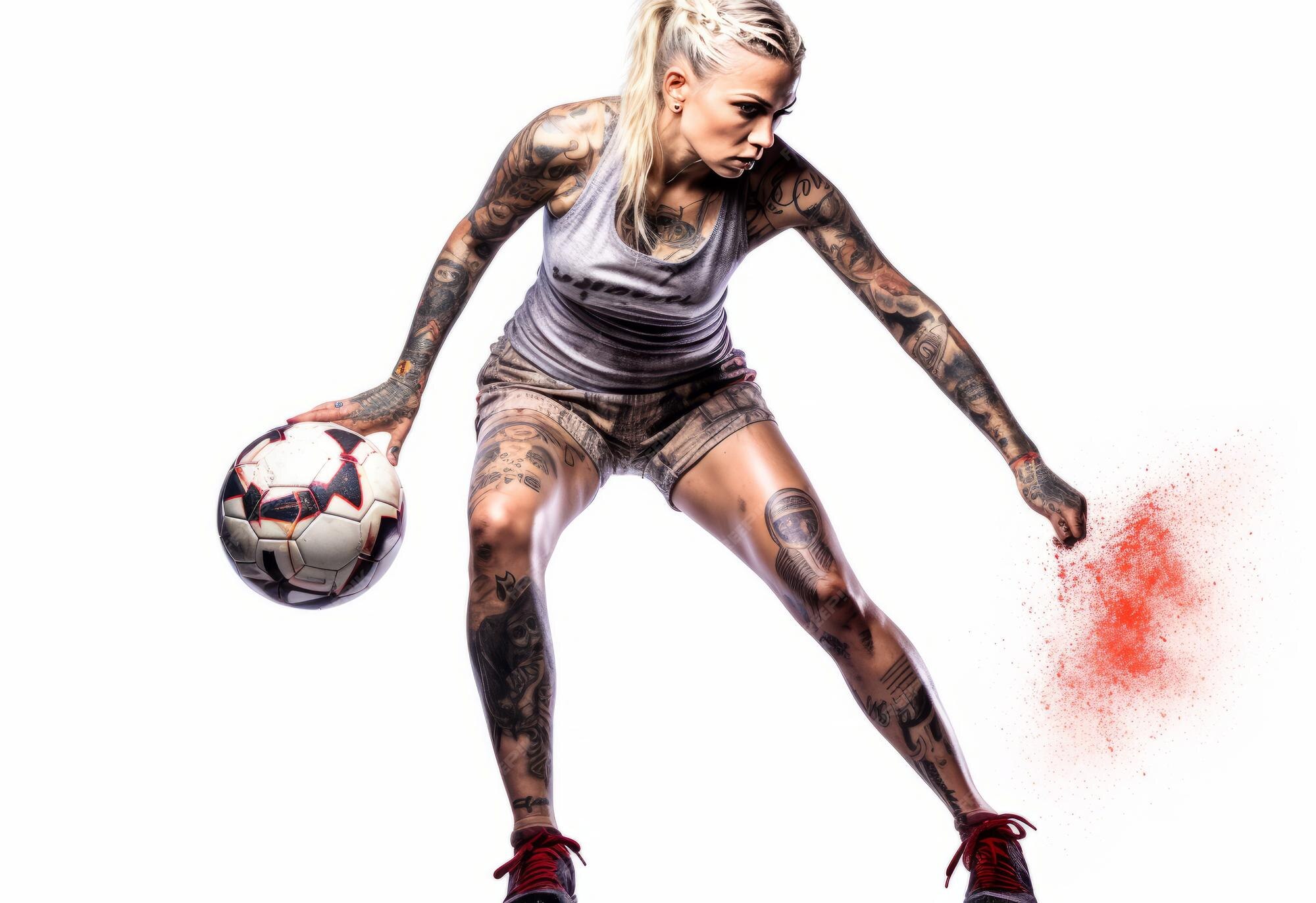 Premium AI Image professional female soccer player and women football