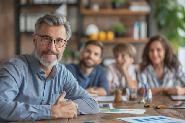 Foto consulente finanziario professionista che illustra strategie di crescita della ricchezza a famiglie multigenerazionali