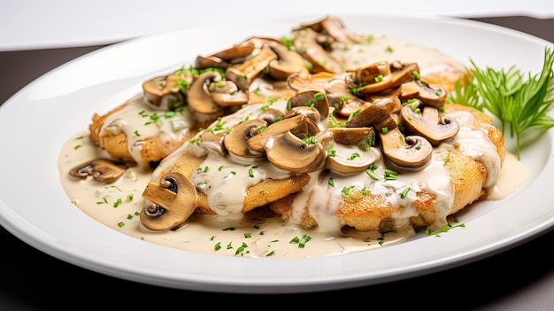 Professional food photography of Chicken cutlets with mushroom sauce