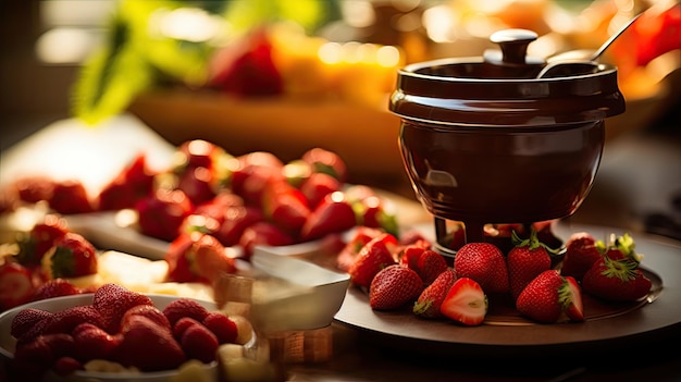 Professional food photography of Chocolate fondue