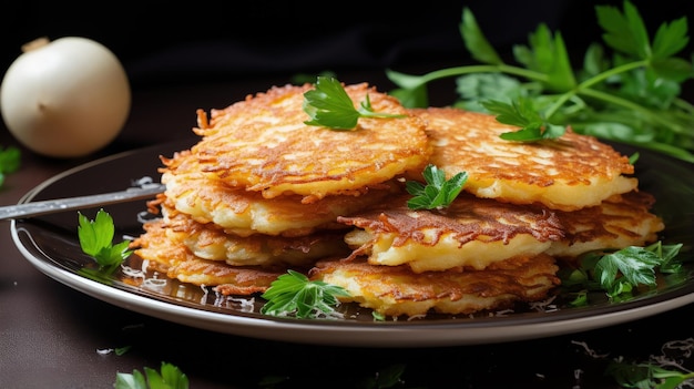 Professional food photography of Potato pancakes