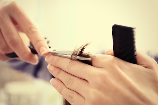 professional hairdresser cutting clients hair