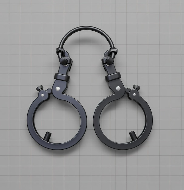 Professional handcuffs on a neutral background symbolizing law enforcement and security