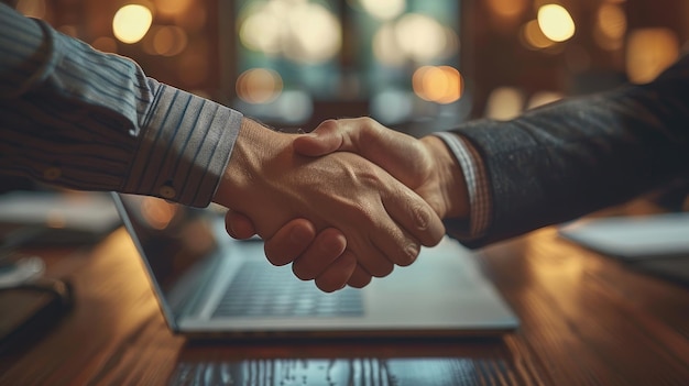 Photo professional handshake sealing a business agreement