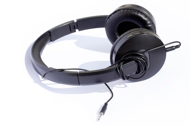 Professional headphones on a white background