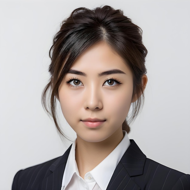 Professional Headshot Of A 20 Year Old Japanese Girl In Business Attire Light Background