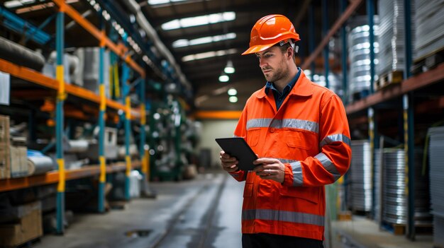 Professional Heavy Industry Engineer or Worker Wearing Safety Uniform and Hard Hat