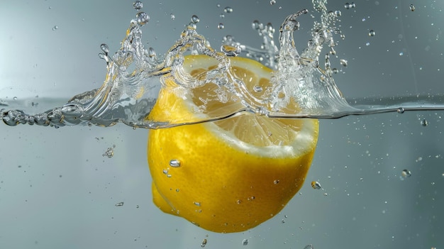 Photo professional highspeed photography of a lemon sinking in a water tank