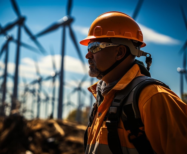 Professional industial technician worker Engineer electrician in hardhat portrait