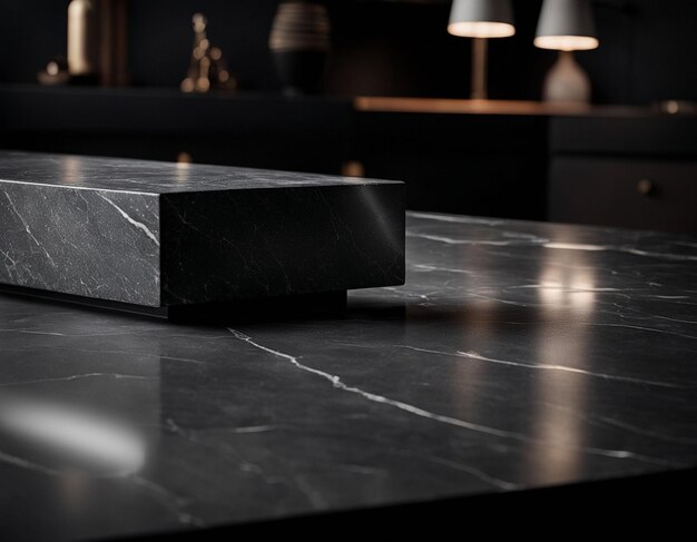 Professional interior design with expensive black marble and granite Background for presentation