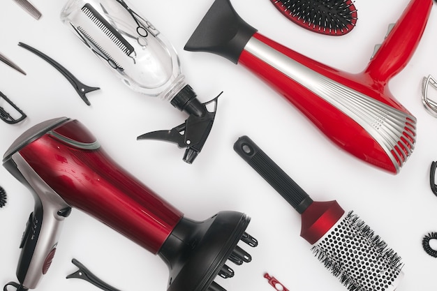 Professional items for a hairdresser and haircuts