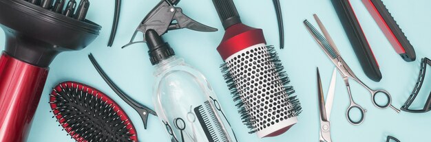 Professional items for a hairdresser and haircuts