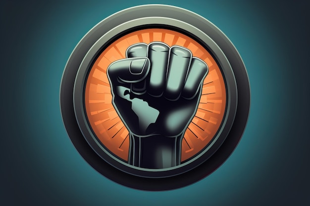 Photo professional logo with raised fist in the circle