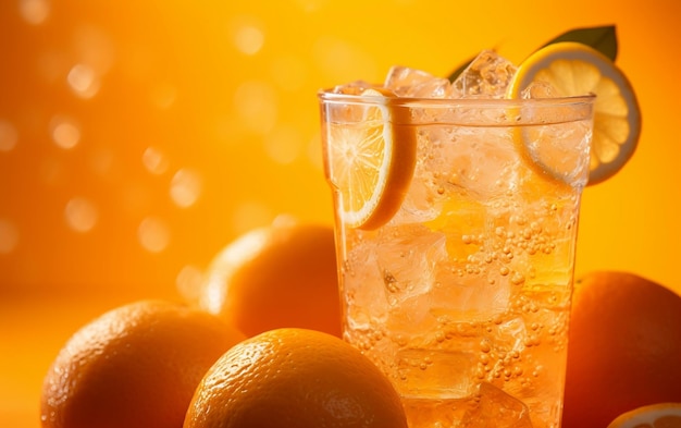 A professional macro photo of a glass of refreshing lemonade Generative Ai