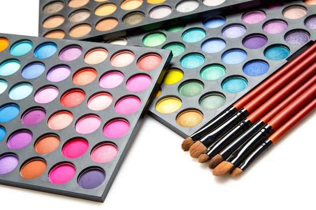 Professional makeup brushes and eyeshadow palette