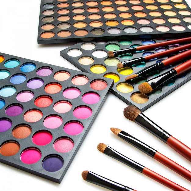 Professional makeup brushes and eyeshadow palette