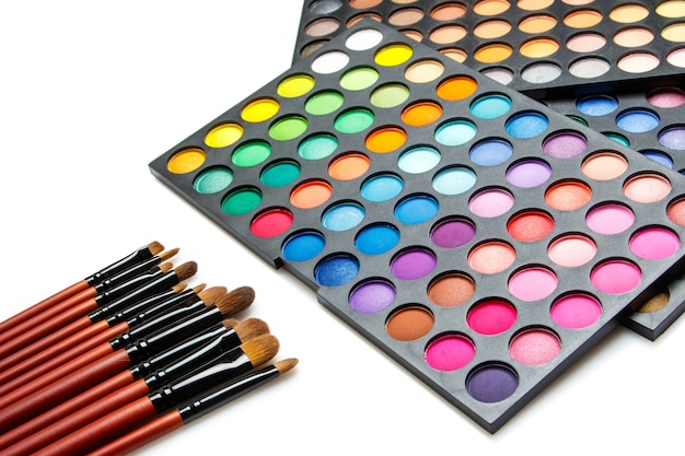 Professional makeup brushes and eyeshadow palette