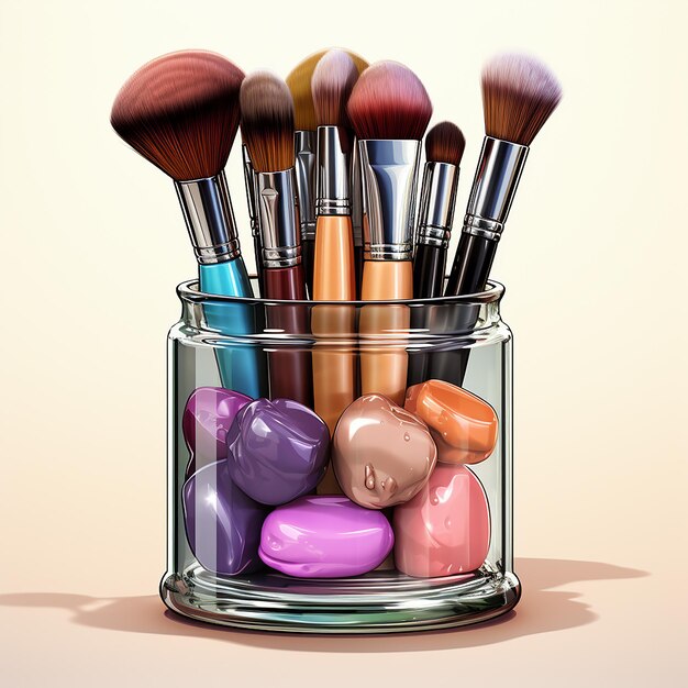 Professional Makeup Brushes in a Glass Display