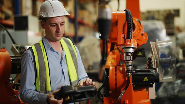 Professional male industrial engineer manager with safety uniform protection