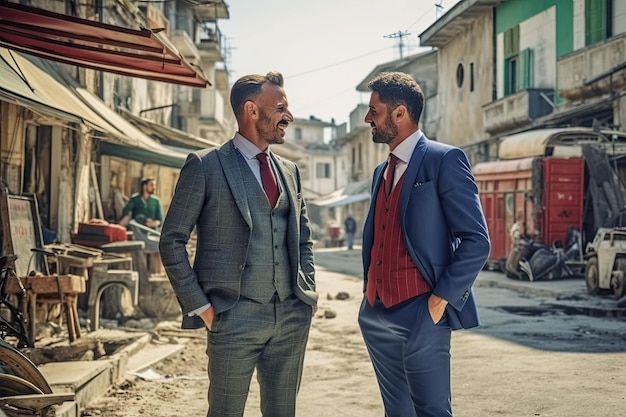 professional man talks with a man with in a construction worksite